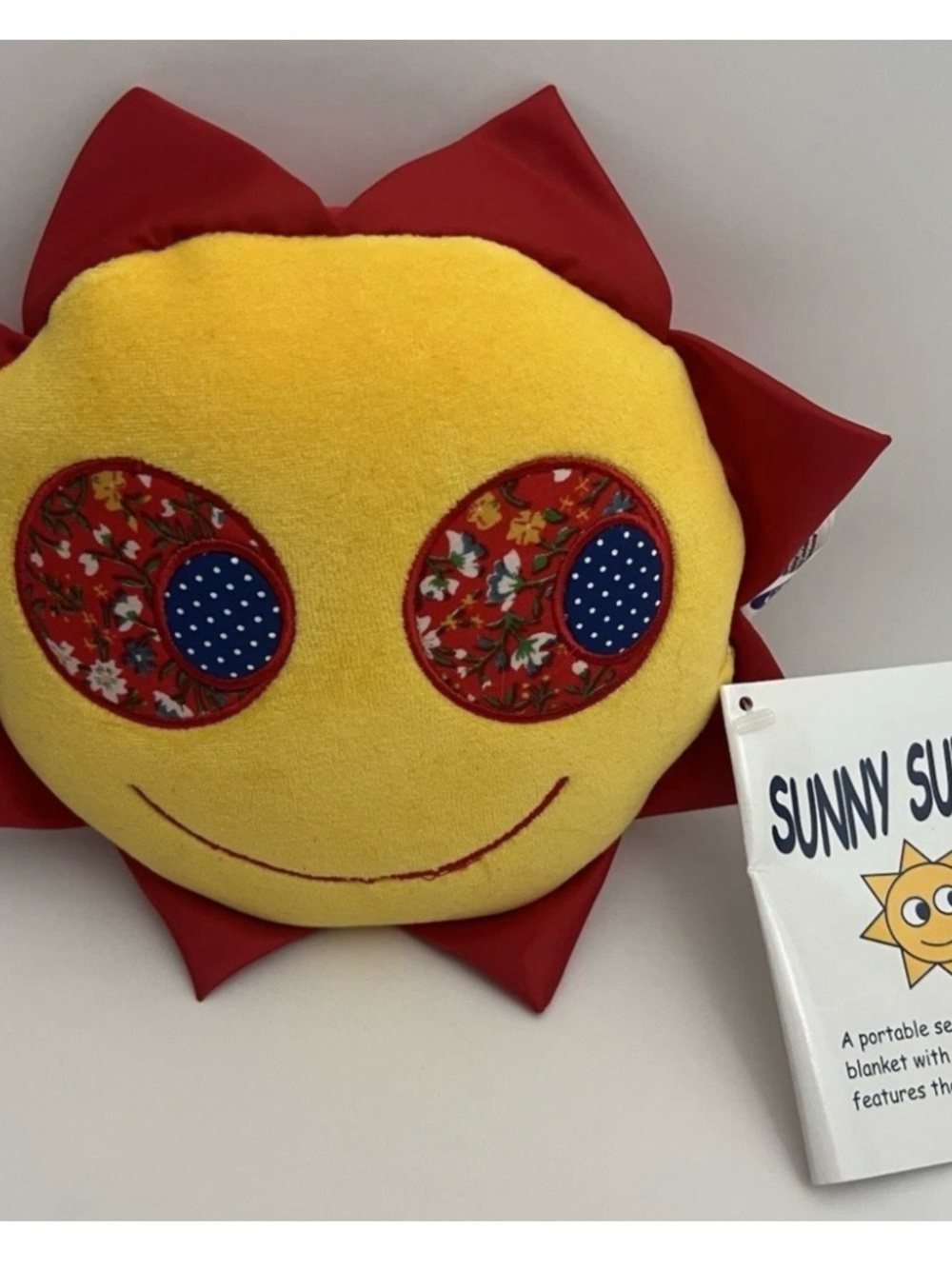 2000 Mary Meyer Sunny Sun Plush 8" x 8" Security Blanket Blankie Sewn Eyes RARE